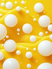 Yellow background and colorful white bubble decoration, very beautiful, scene for product display, illustration.
