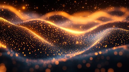 Abstract Network of Black and Gold Dots and Lines with Modern Minimalistic Style