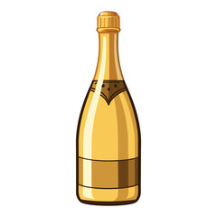Elegant Gold Champagne Bottle Perfect for Luxurious Celebrations and Special Occasions vector Isolated on white background.
