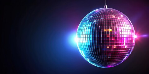 Neon disco ball spinning on black background, Neon, disco ball, spinning, lights, vibrant, colorful, party, nightlife
