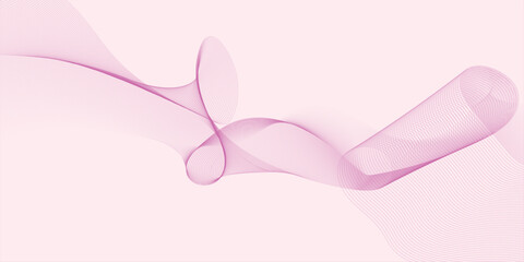 Abstract pink background with flowing smooth lines. Abstract wave element for design. Digital frequency track equalizer. Stylized line art background. Vector illustration. 
