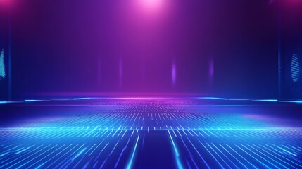 Empty podium synthwave colors, futuristic style