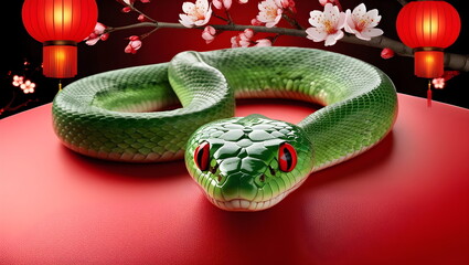 Fototapeta premium Traditional Beauty: Snake Symbol in the Spring Festival