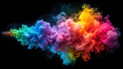 Colorful smoke explosion on black background, cosmic, explosion, shockwave, effect, colorful, smoke, burst, dynamic, vibrant