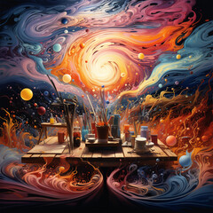 Obraz premium Whirlwind of Creativity: An Artistic Escape