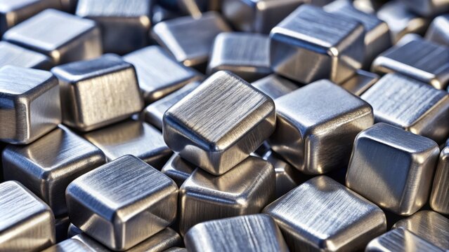 Close up of ferrotitanium alloy with shiny metallic finish for industrial applications, ferrotitanium, alloy, steel