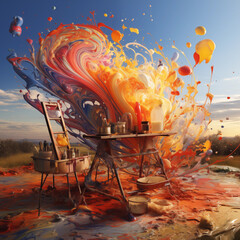 Obraz premium Whirlwind of Creativity: An Artistic Escape