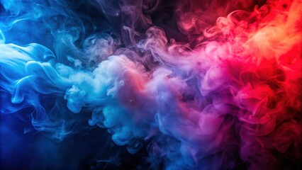 Dramatic smoke and fog in contrasting red, blue, and purple colors, creating a vivid abstract background, smoke, fog, dramatic