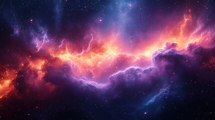 Cosmic Abstract Galaxy Artwork with Deep Purple Blue Colors and Golden Accents in Impressionist Style