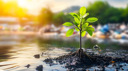 Various recycling and waste disposal activities and green space, loving the world, a green world for a friendly environment