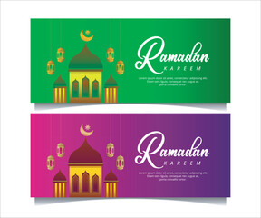 Ramadan Kareem, Islamic greeting card design.