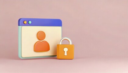 Digital illustration of a user profile and padlock symbolizing security.
