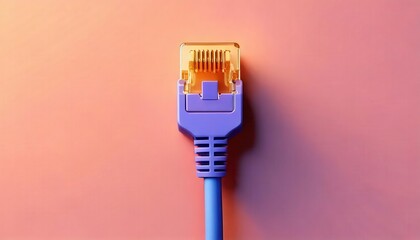 Ethernet cable connector on a colorful background.