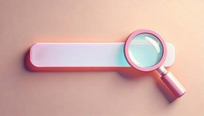 Magnifying glass on a search bar with a soft background.