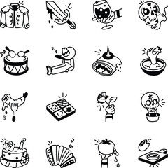 Collection of Hand Drawn Spanish Tradition Icons 

