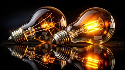 Low Light Bulb Photography: Lit & Unlit Bulbs, Dark Room, Dramatic Lighting, Still Life, Close-Up