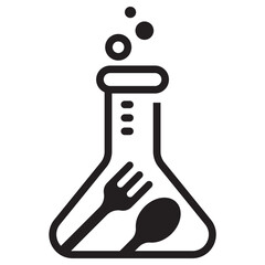 Picture of flask with fork and spoon vector suitable for food science icon 