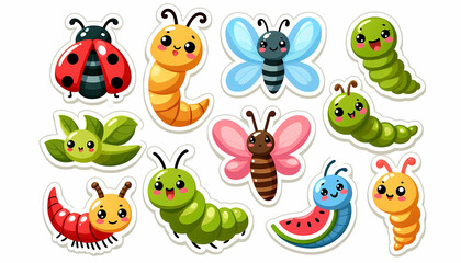 Obraz premium Cute pre-school Sticker sets, animals, Fish, reptiles, Farm animals, pets, bears, jellyfish, rabbit vectors illustation for kids