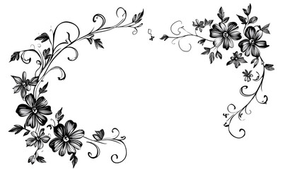 Creative 2D Doodle Floral Illustrations Text Space for Versatile Designs, Greeting Cards, Invitations