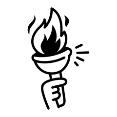 A hand drawn icon of fire torch 
