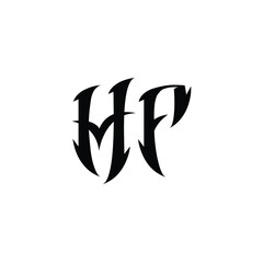 Obraz premium HF monogram logo design letter text name symbol monochrome logotype alphabet character simple logo