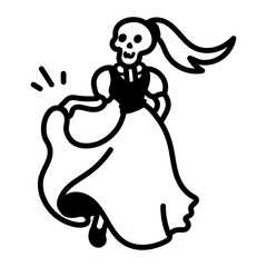 A hand drawn icon of skeleton dancer