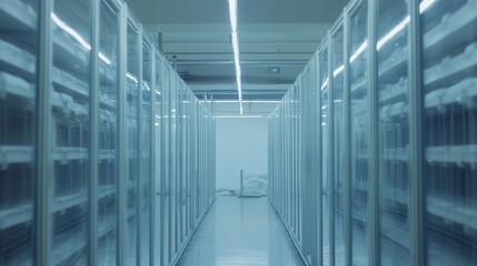 Modern Storage Facility with Aisles and Shelves