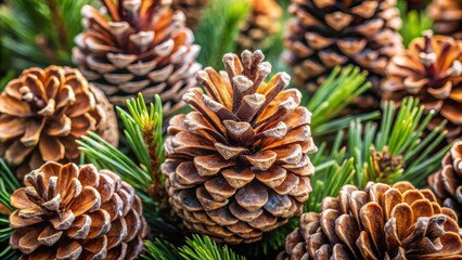 Close-up of cones from Pinus nigra variety, perfect for winter or nature themed designs, Pine, conifer, black pine