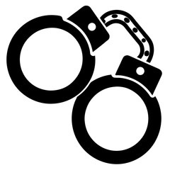 Handcuff silhouette icon vector on white background