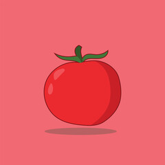 Tomato vegetable vector icon illustration. Premium Vector Isolated Nature Food Icon Concept. Flat Cartoon Style