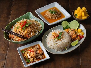 Delicious Asian Cuisine Food Dishes Prepared With Fresh Ingredients