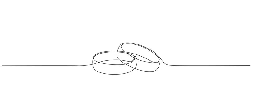 recommend clip art: One continuous line drawing of Wedding rings. Romantic elegance concept and symbol proposal engagement and love marriage in simple linear style. Editable stroke. Vector illustration eps 10