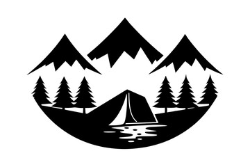 Mountain trip icon silhouette.