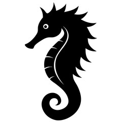 Black seahorse icon silhouette vector with a white background