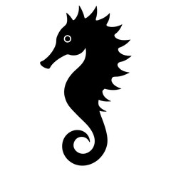 Black seahorse icon silhouette vector with a white background