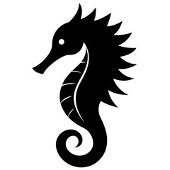 Black seahorse icon silhouette vector with a white background