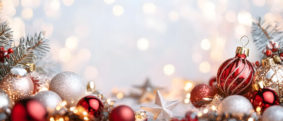 Luxurious Christmas new year card and Holiday Promotion Banner with Elegant Ornaments, for Tags, Posters, and Banners with Space for Text