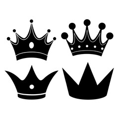 Crown vector different types on white background 