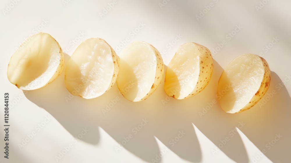 Poster sliced golden melon segments arranged on a light background showcasing their texture and natural bri
