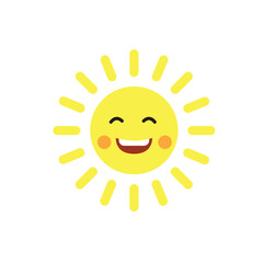 Fototapeta premium Cute Happy Smiling Sun. Cartoon character.