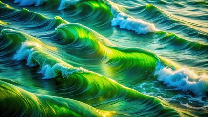 Obraz premium Abstract Green Waves Drone Photography Background, Digital Design, Green Texture, Nature Wallpaper, Aerial View