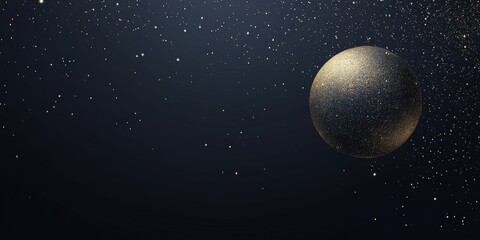 Obraz premium Cosmic Dust & Golden Planet: A celestial panorama of a golden planet against a dark blue sky, with glittering dust particles swirling around it, creating a sense of mystery and awe. 