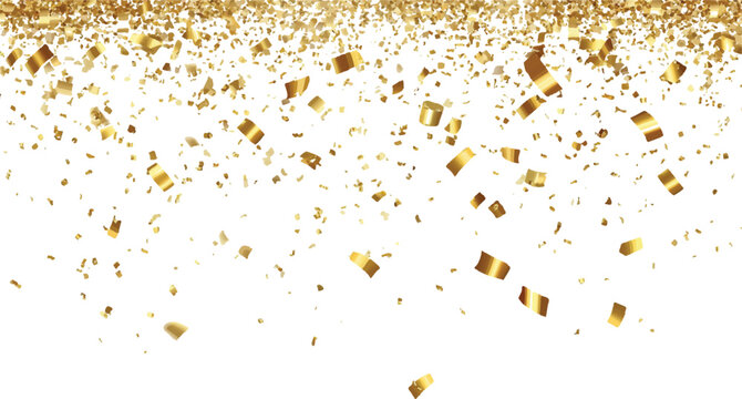 gold glitter dust falling on transparent background, Gold sparkle splatter border . Gold Foil Frame Gold brush stroke.