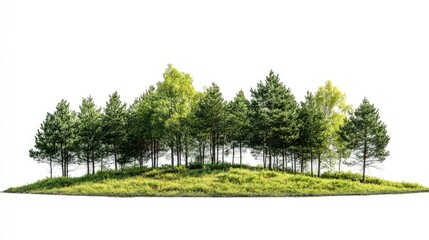 Obraz premium Small isolated forest with lush greenery and trees on a white background ideal for nature themes and environmental design projects