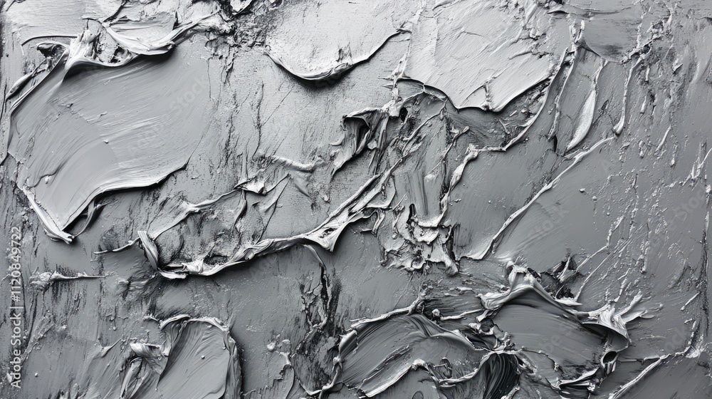 Aufkleber Abstract gray textured background resembling the surface of molten lead with varied layers and depth created by thick paint application.