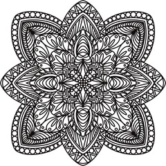 Abstract style painting, Painting for coloring, Black line drawing, Doodle style drawing, Black line art without a definite shape as a circle, With white background, Art, Mandala.