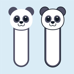 Vector Panda Bookmark Flat Design Illustration