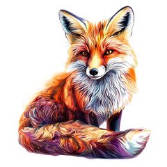 Obraz premium Colorful Artistic Illustration of a Fox in a Relaxed Pose