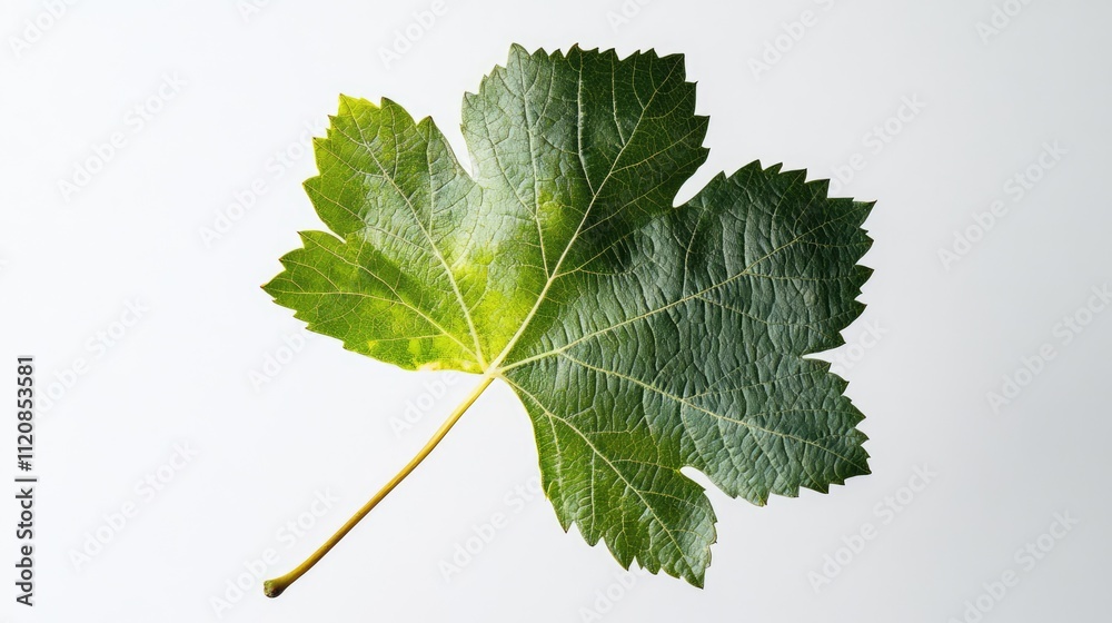 Aufkleber Grapevine leaf isolated on white background showcasing intricate textures and vivid green color for botanical themes