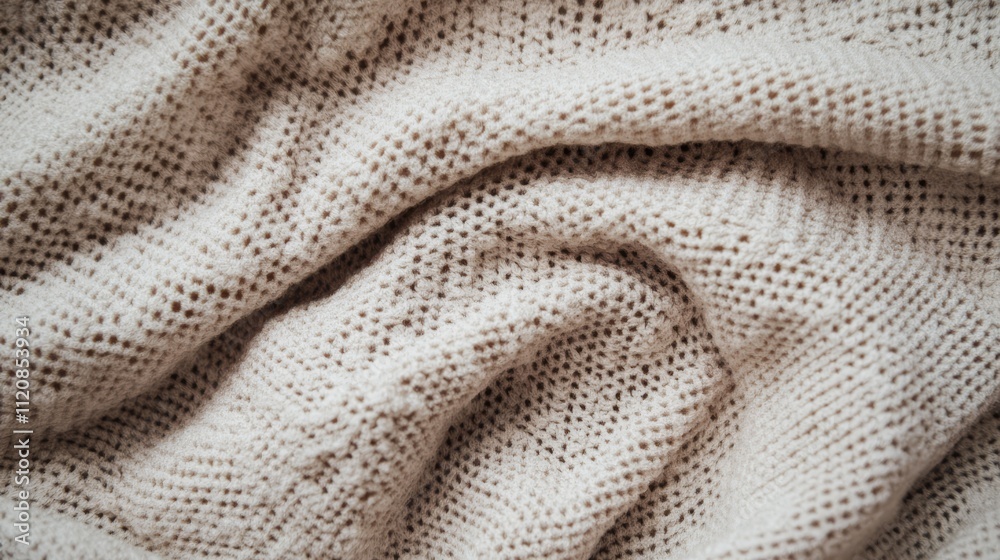 Aufkleber Beige waffle weave fabric background with a grunge texture showcasing a close-up of the intricate weaving pattern and soft napkin surface.